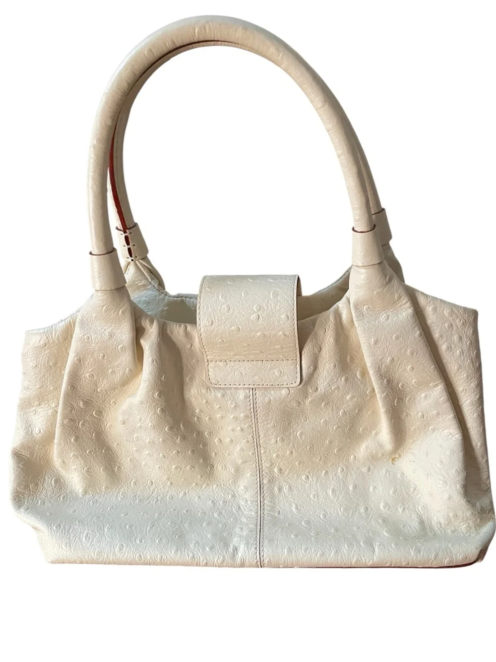 Cream Kate Spade Textured Leather Tote Handbag with Turn-Lock Detail